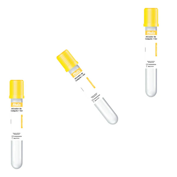Tubo Ativo de Coagulo Com Gel 3,5ml 13x75mm Tampa Amarela 100un  - Medix