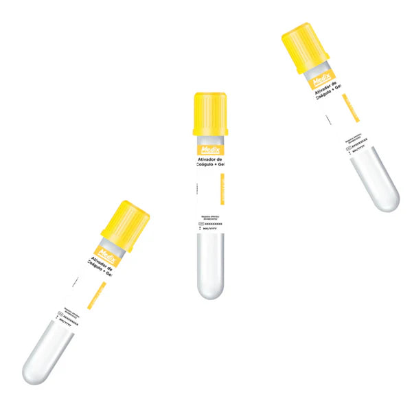 Tubo Ativo de Coagulo Com Gel 3,5ml 13x75mm Tampa Amarela 100un  - Medix