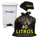 Saco de Lixo Preto 40 Litros 100un - Dr Luvas