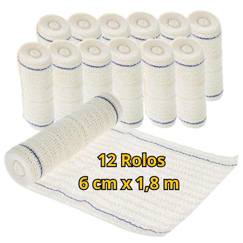 Atadura De Crepom 13 Fios 06cm x 1,8m 12 Rolos - Clean