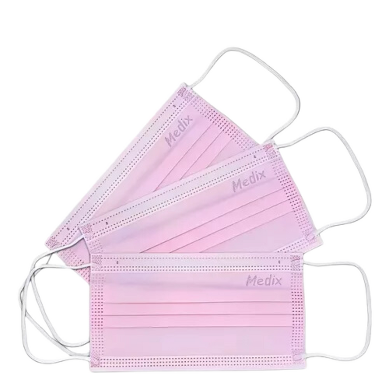 Máscara Cirúrgica Tripla Rosa Com Elástico 50un - Medix