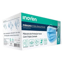 Máscara Cirúrgica Tripla Azul Com Elástico 50un - Inoven