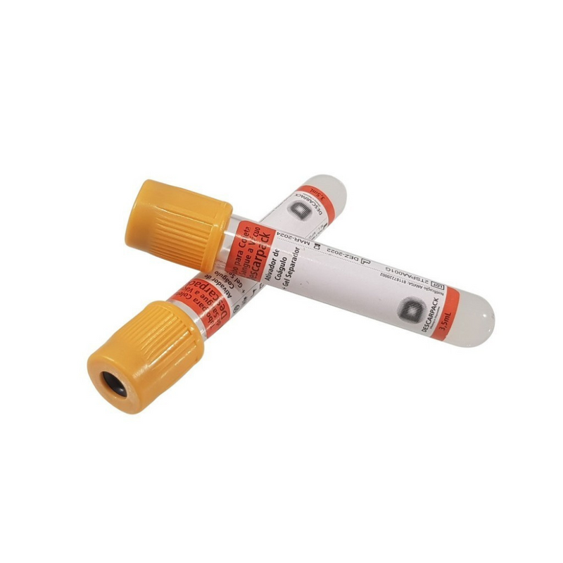 Tubo Para Coleta de Sangue Soro Gel 5ml Amarelo Ouro 100un - Descarpack