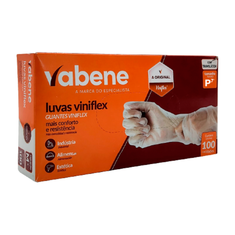 Luva Viniflex Transparente Sem Pó 100un - Vabene
