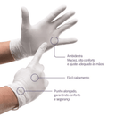 Luva de Látex Branca Com Pó 100un - Talge