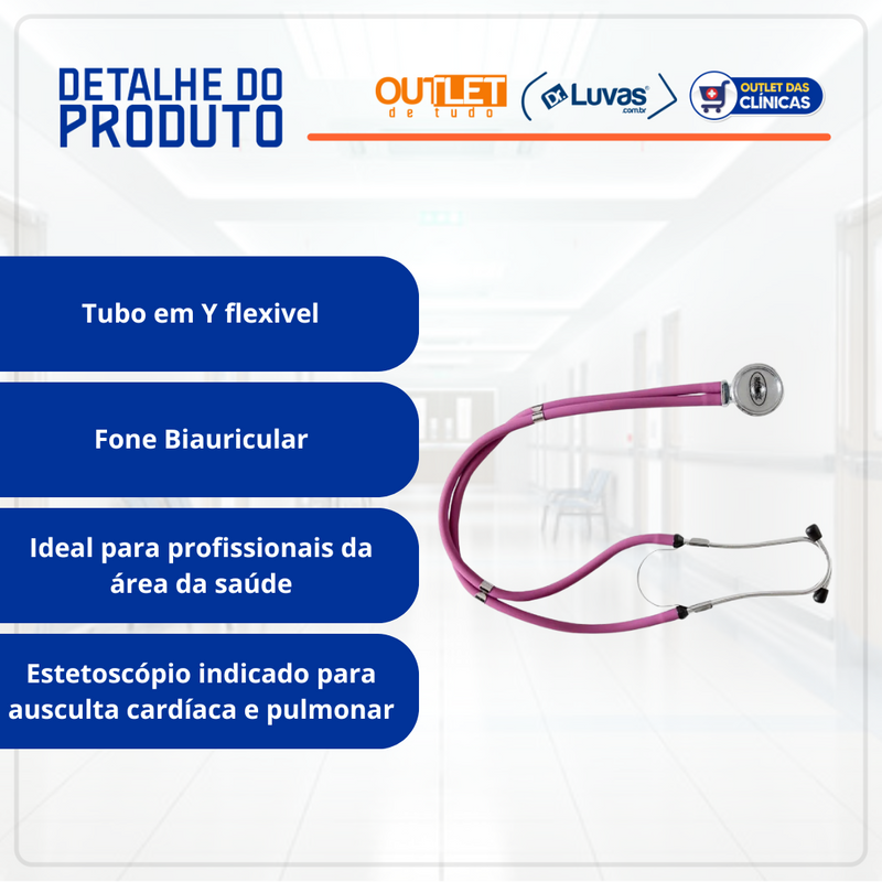 Estetoscópio Rappaport Duplo Rosa Pink - Supermedy