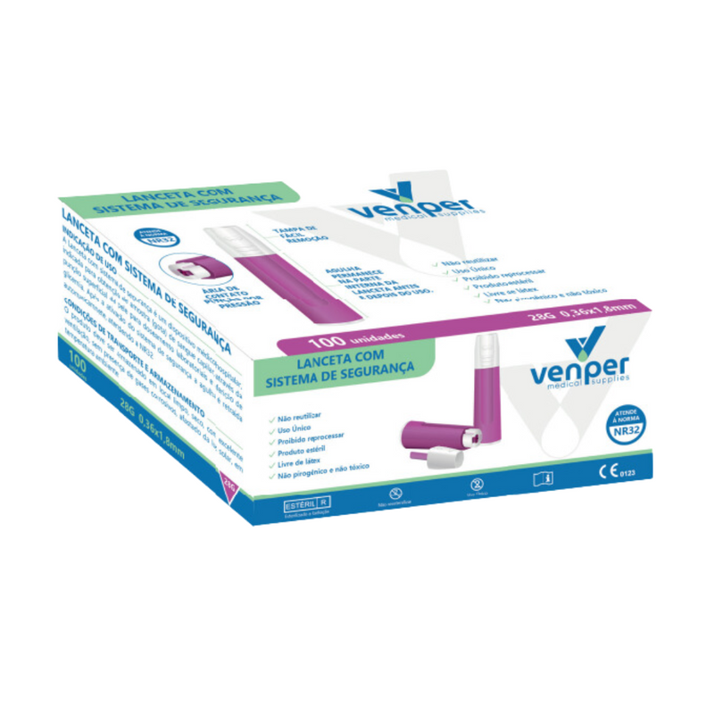 Lanceta De Segurança 0,36 x 1,80 mm - Venper