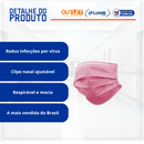 Máscara Cirúrgica Tripla Rosa Com Elástico 50un - Medix