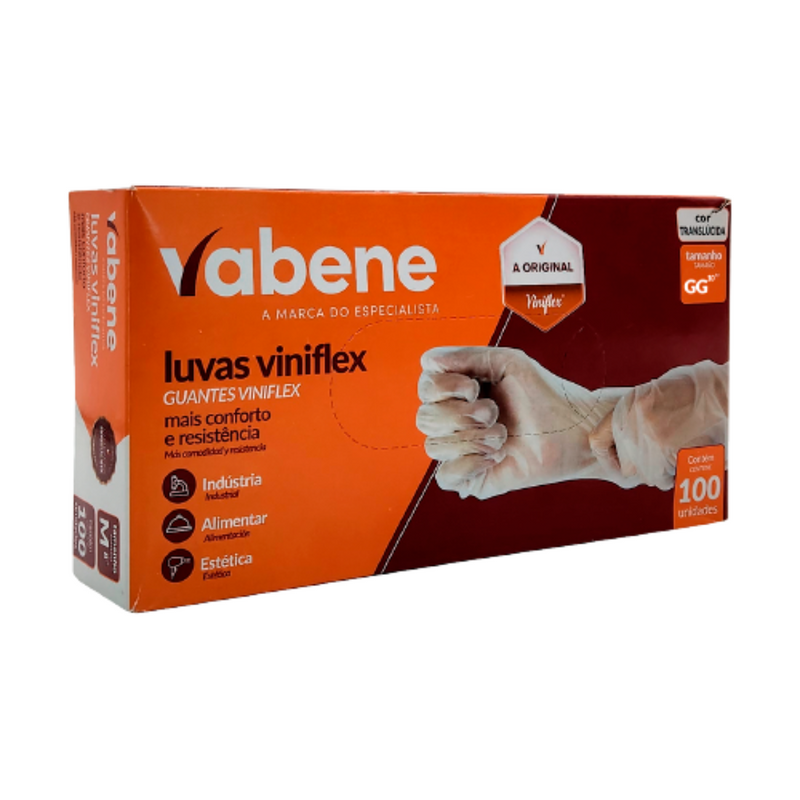 Luva Viniflex Transparente Sem Pó 100un - Vabene