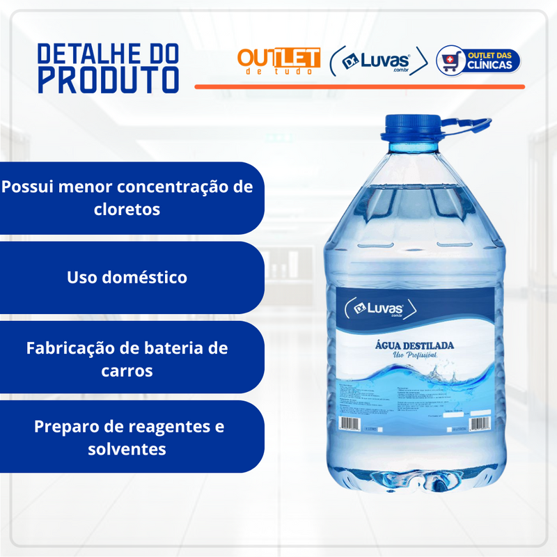 Água Destilada 5 Litros - Dr. Luvas