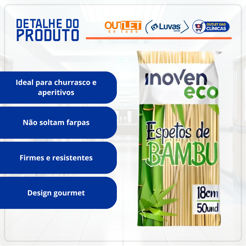 Espeto De Churrasco Bambu 18cm 50un - Inoven