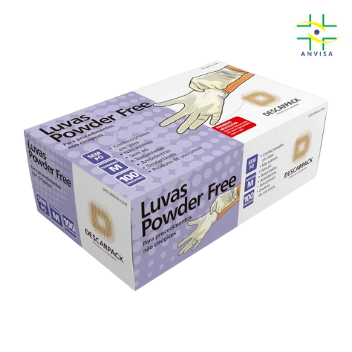 Luva de Procedimento Látex Branca Sem Pó 100un - Descarpack
