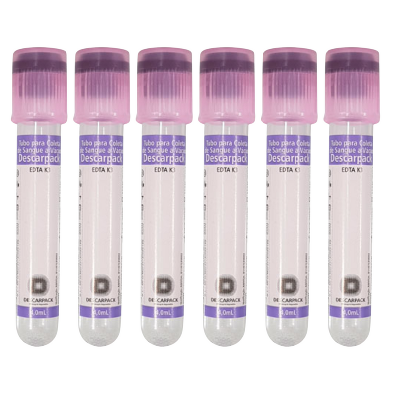 Tubo Para Coleta de Sangue EDTA K3 4ml Roxo 100un - Descarpack