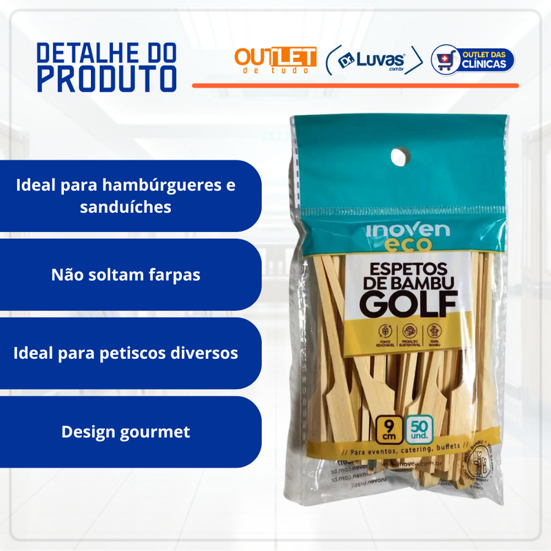 Espeto de Bambu Golf 9cm 50un - Inoven