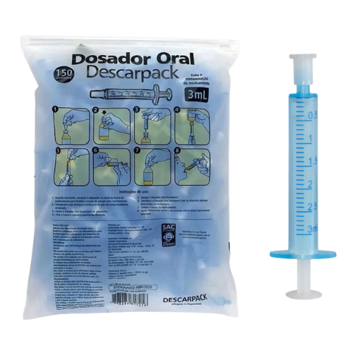 Seringa Dosadora Oral 3ml 150un - Descarpack