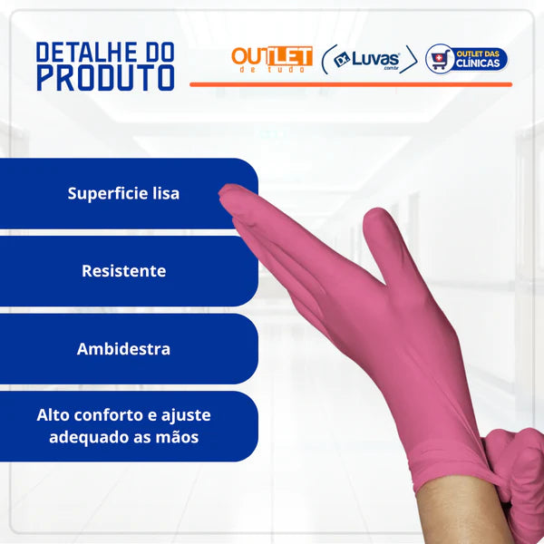 Luva de Procedimento Látex Rosa Com Pó 100un - Unigloves