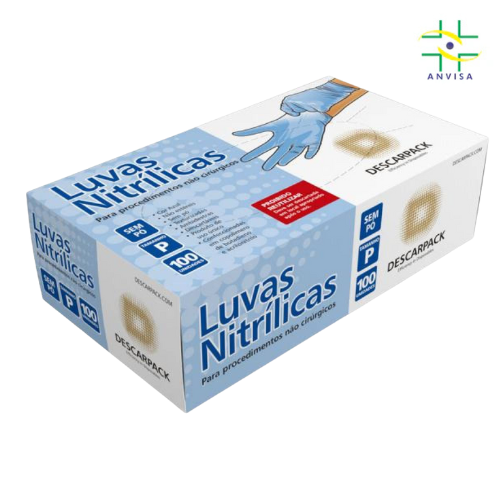 Luva de Procedimento Nitrílica Azul Sem Pó 100un - Descarpack