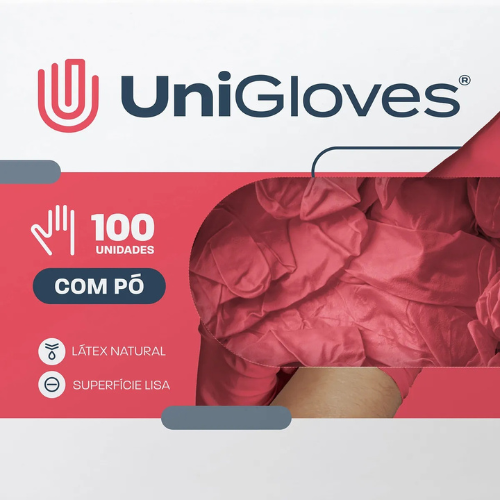 Luva de Procedimento Látex Vermelha Com Pó 100un - Unigloves