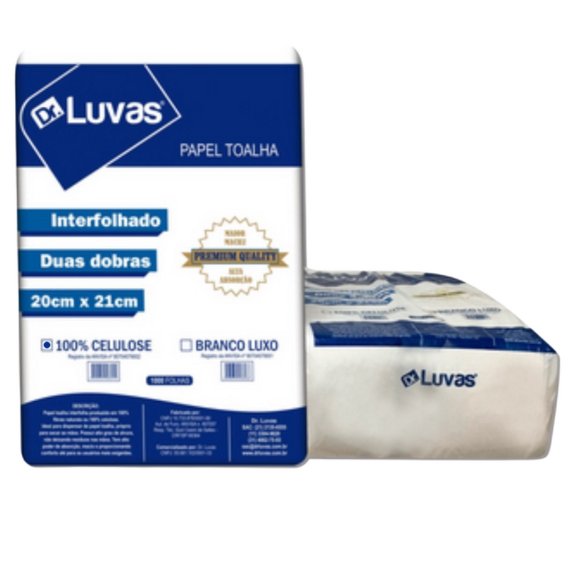 Papel Toalha Interfolhado Celulose Slim 1000un - Dr. Luvas