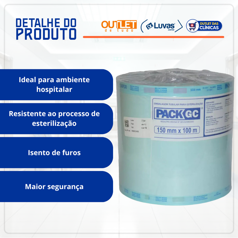 Papel Grau Cirúrgico 15cm x 100m - Pack GC