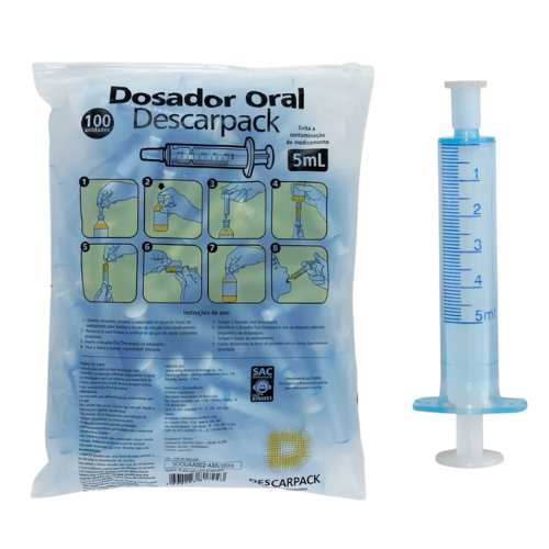 Seringa Dosadora Oral 5ml 100un - Descarpack