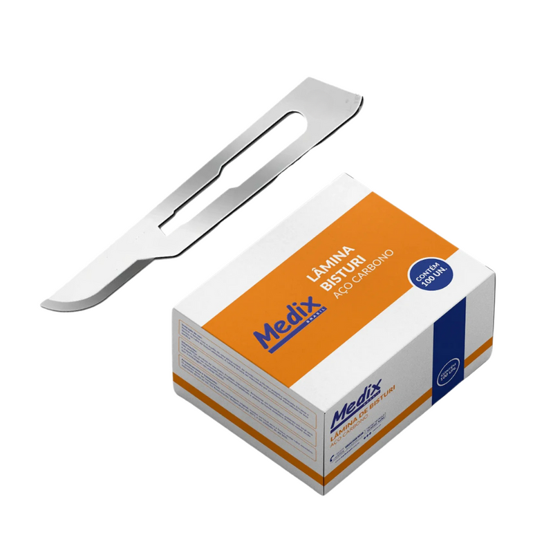 Lâmina de Bisturi Aço Carbono 100un - Medix