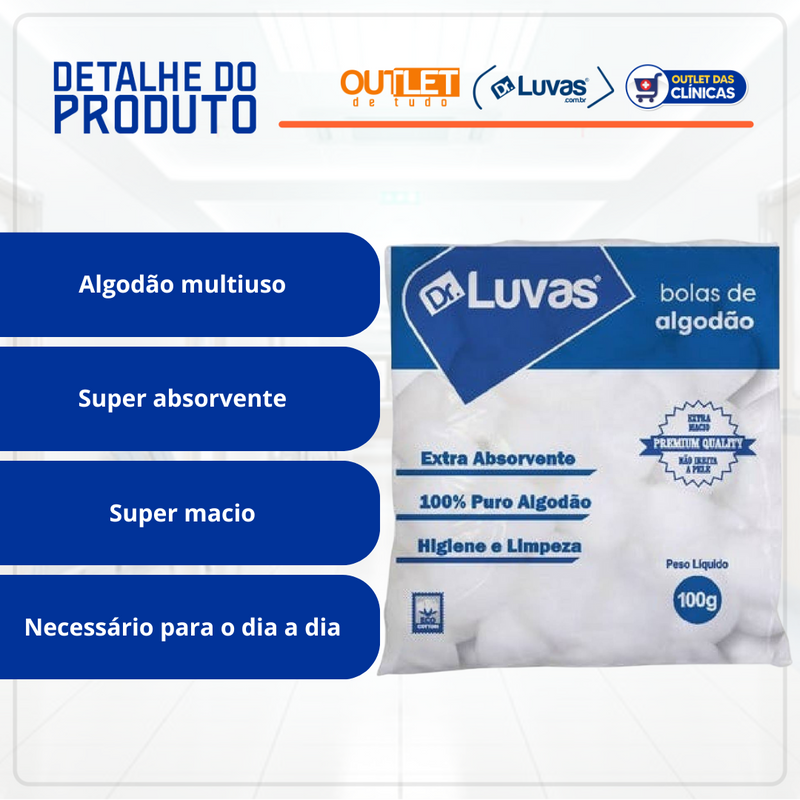 Algodão Bola 100g -  Dr. Luvas