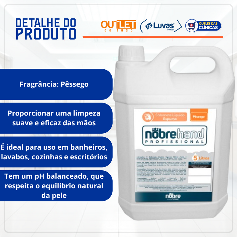 Sabonete Líquido Espumante Concentrado 5l Pêssego - Nobre