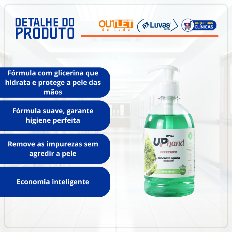 Sabonete Líquido Glicerinado 500ml Erva Doce - Up Pro Nobre