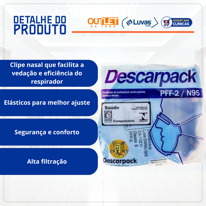 Máscara De Proteção KN95 PFF2 Azul - Descarpack