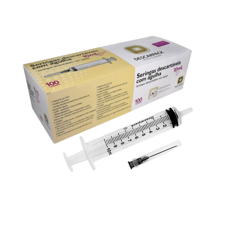 Seringa 10ml Com Agulha 25x0,7cm 100un -  Descarpack