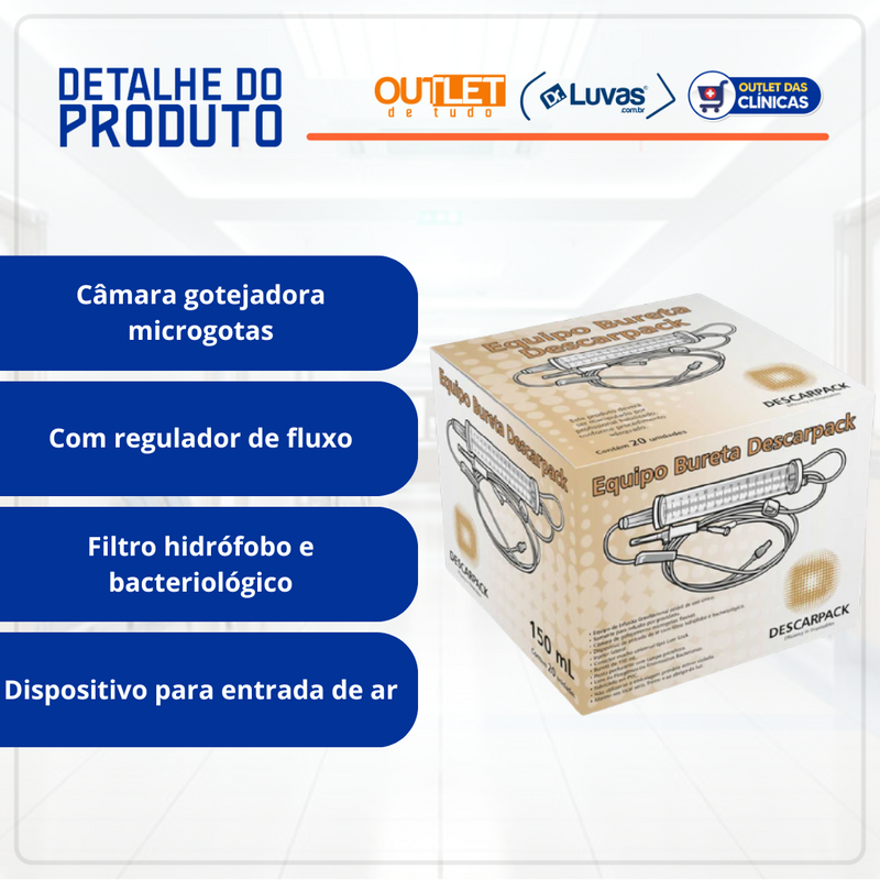 Equipo Bureta Microgotas Luer Lock Câmara Uretral 150ml - Descarpack