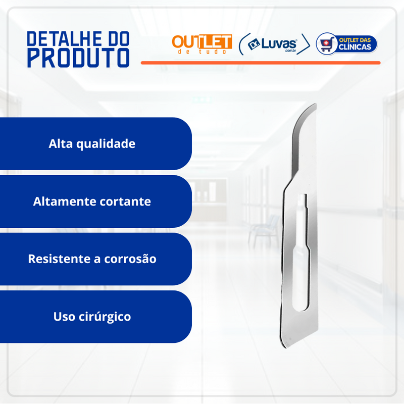 Lâmina de Bisturi Aço Carbono 100un - Medix