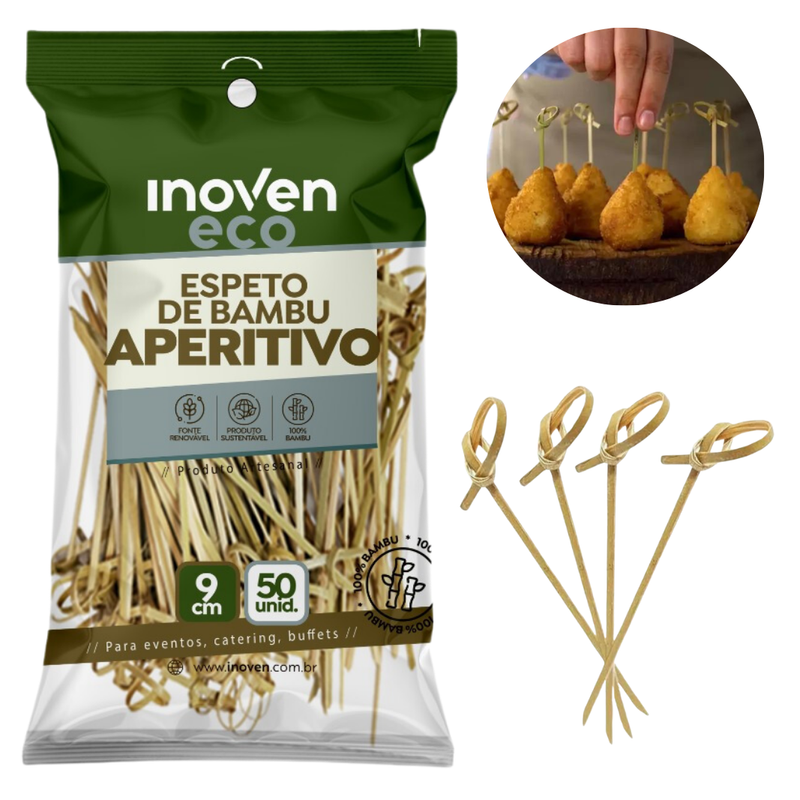 Espeto de Bambu Para Aperitivo 9cm 50un  - Inoven