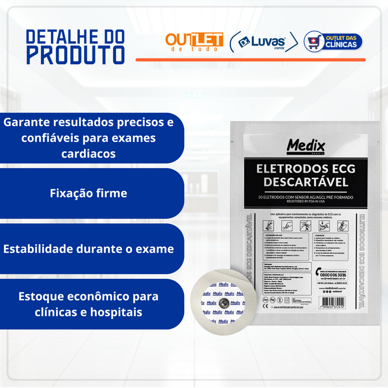 Eletrodo ECG SF22 Adulto 50un - Medix