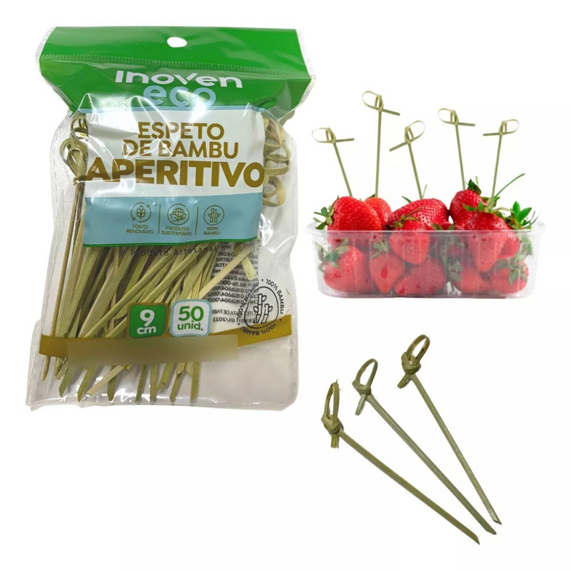 Espeto de Bambu Para Aperitivo 9cm 50un  - Inoven