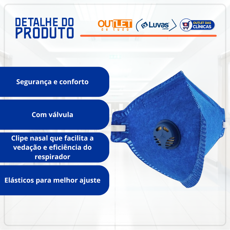 Máscara De Proteção KN95 PFF2 Com Válvula Azul - Supermedy