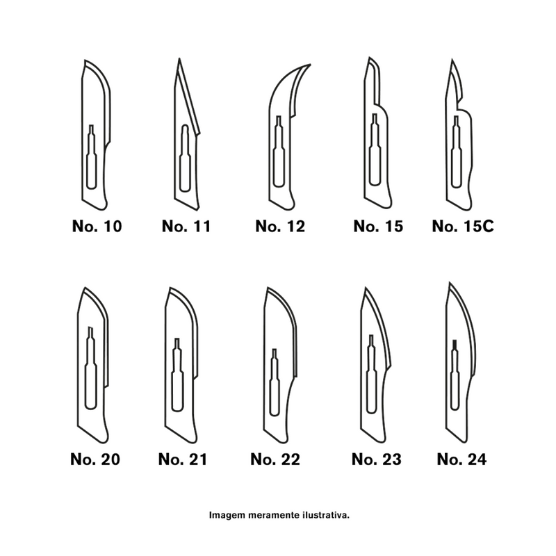 Lâmina de Bisturi Aço Carbono 100un - Medix