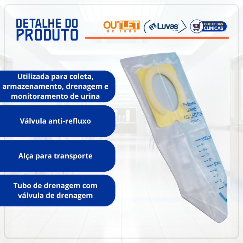 Bolsa Coletora De Urina Estéril Infantil 100ml 10un - Foyomed