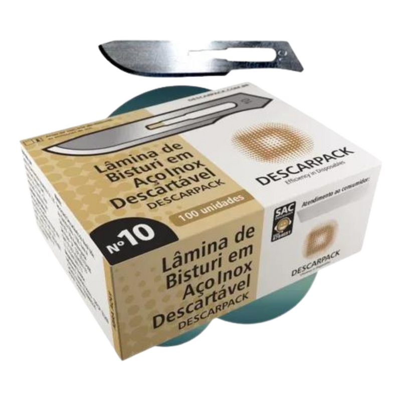 Lâmina de Bisturi Aço Inox 100un - Descarpack