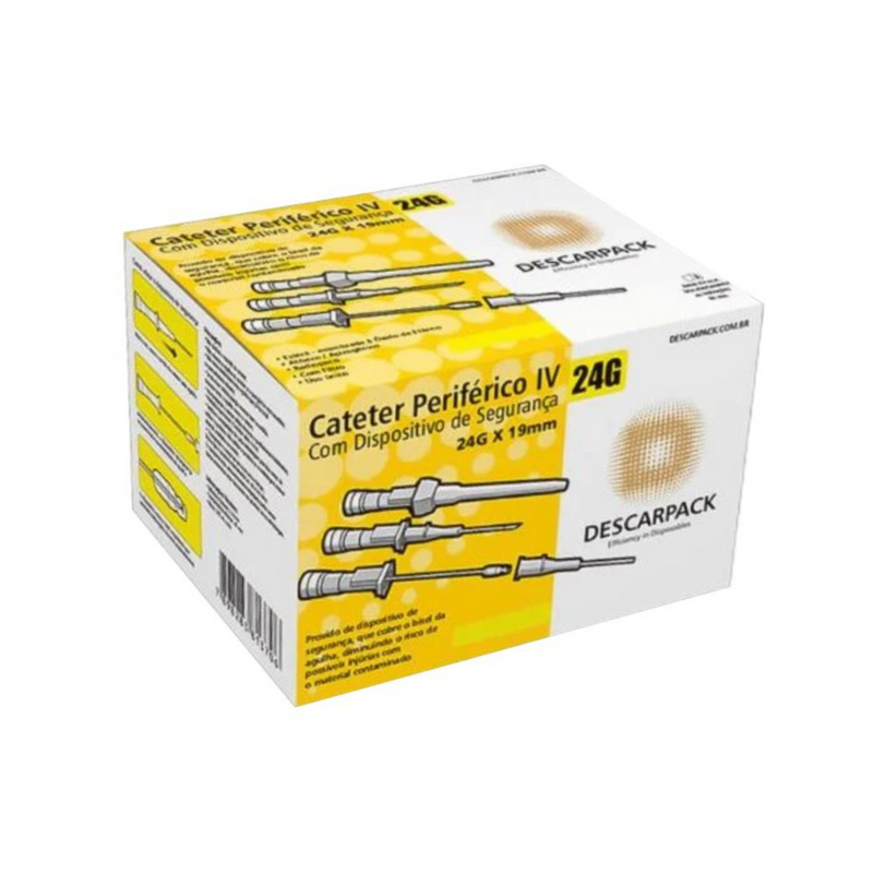 Cateter Com Dispositivo de Segurança 24G 100un - Descarpack