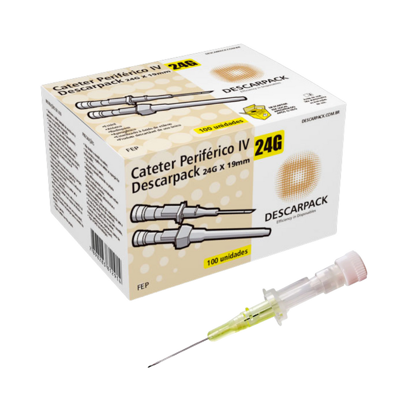 Cateter Periférico Intravenoso 24G 100un - Descarpack