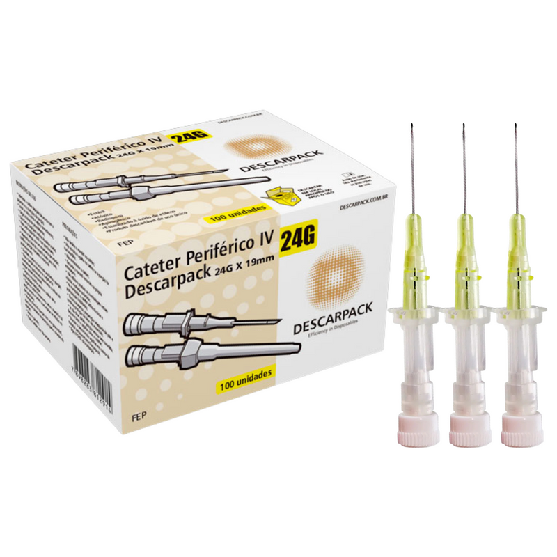 Cateter Periférico Intravenoso 24G 100un - Descarpack