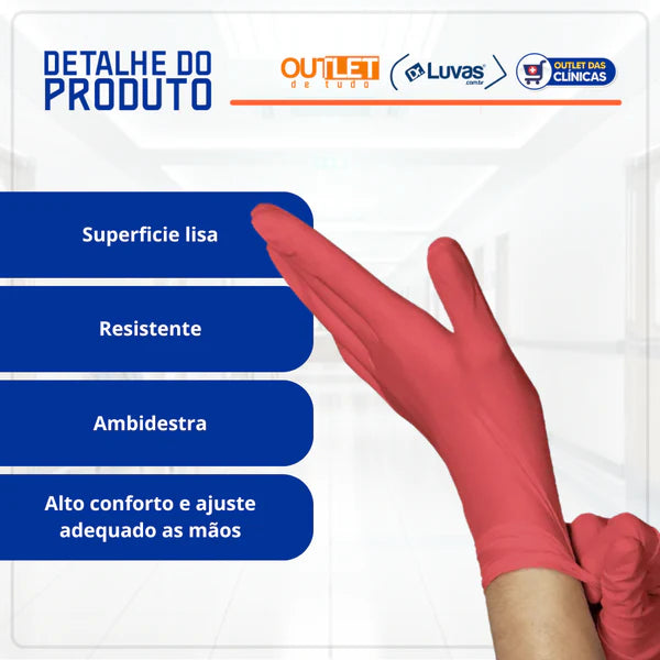Luva de Procedimento Látex Vermelha Com Pó 100un - Unigloves