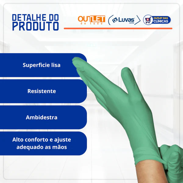 Luva de Procedimento Látex Verde Lano-e Sem Pó 100un - Unigloves