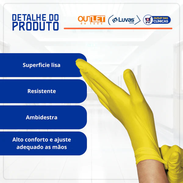 Luva de Procedimento Látex Amarela Com Pó 100un - Unigloves