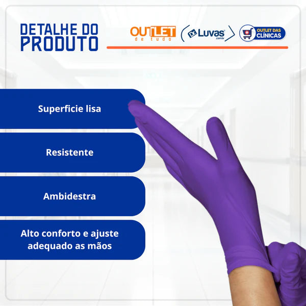 Luva de Procedimento Látex Roxa Com Pó 100un - Unigloves