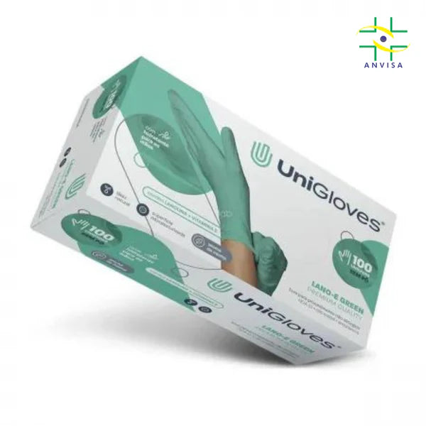Luva de Procedimento Látex Verde Lano-e Sem Pó 100un - Unigloves