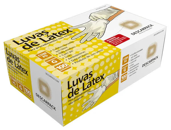 Luva de Procedimento Látex Branca Com Pó 100un - Descarpack
