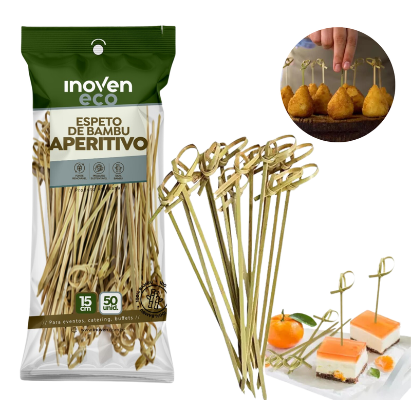 Espeto de Bambu Para Aperitivo 15cm 50un - Inoven